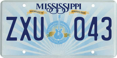 MS license plate ZXU043