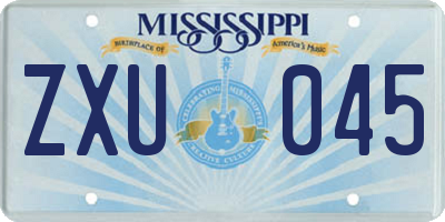 MS license plate ZXU045