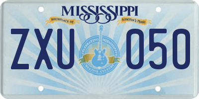 MS license plate ZXU050