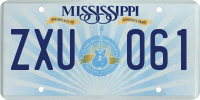 MS license plate ZXU061