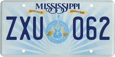 MS license plate ZXU062