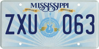MS license plate ZXU063