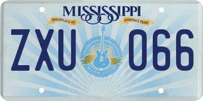 MS license plate ZXU066
