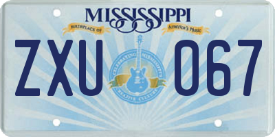 MS license plate ZXU067