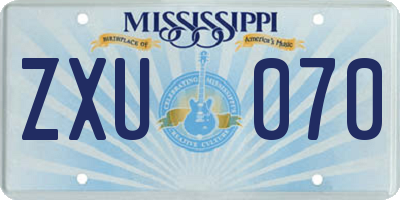 MS license plate ZXU070