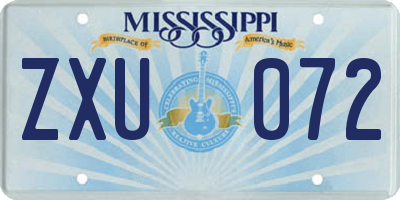 MS license plate ZXU072