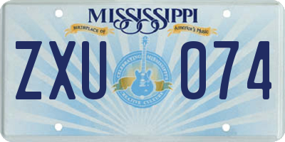 MS license plate ZXU074