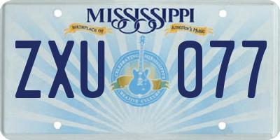 MS license plate ZXU077