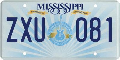 MS license plate ZXU081