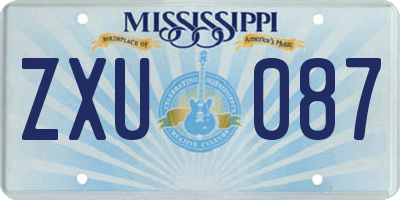 MS license plate ZXU087