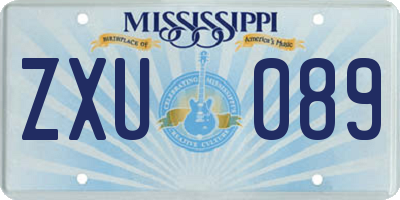 MS license plate ZXU089
