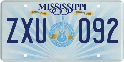 MS license plate ZXU092