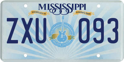MS license plate ZXU093