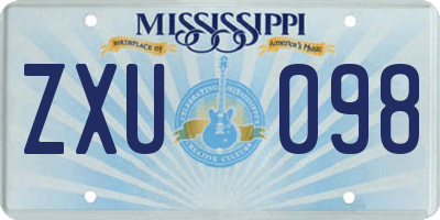 MS license plate ZXU098