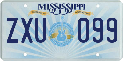 MS license plate ZXU099