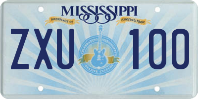 MS license plate ZXU100