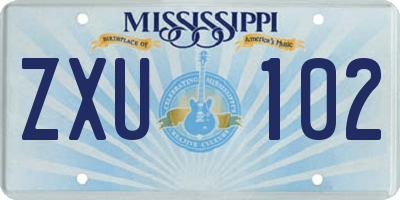 MS license plate ZXU102