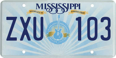 MS license plate ZXU103