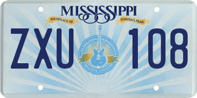 MS license plate ZXU108