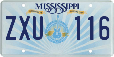 MS license plate ZXU116