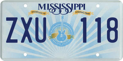 MS license plate ZXU118