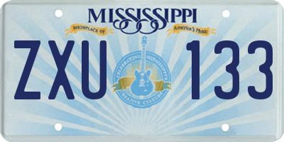 MS license plate ZXU133