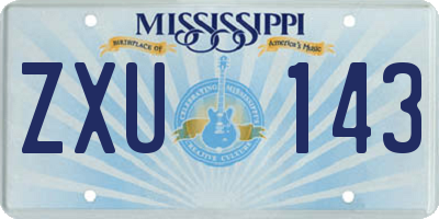 MS license plate ZXU143