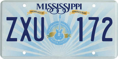 MS license plate ZXU172