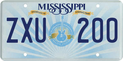 MS license plate ZXU200