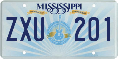 MS license plate ZXU201