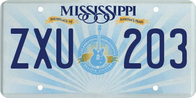 MS license plate ZXU203