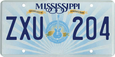 MS license plate ZXU204