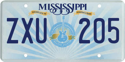 MS license plate ZXU205