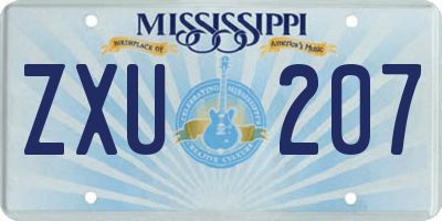 MS license plate ZXU207
