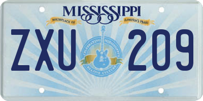 MS license plate ZXU209