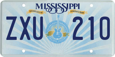 MS license plate ZXU210