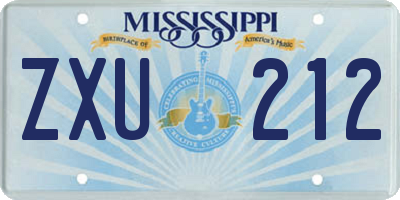 MS license plate ZXU212