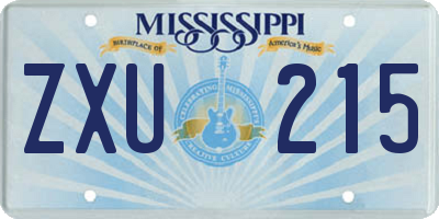 MS license plate ZXU215