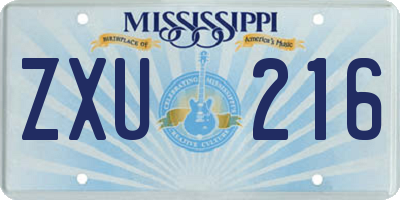 MS license plate ZXU216