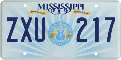 MS license plate ZXU217