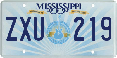 MS license plate ZXU219