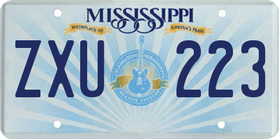 MS license plate ZXU223