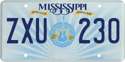 MS license plate ZXU230