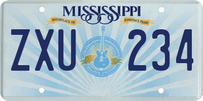 MS license plate ZXU234