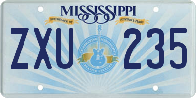 MS license plate ZXU235