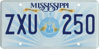 MS license plate ZXU250
