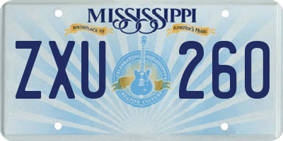 MS license plate ZXU260