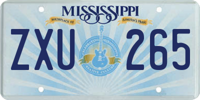 MS license plate ZXU265