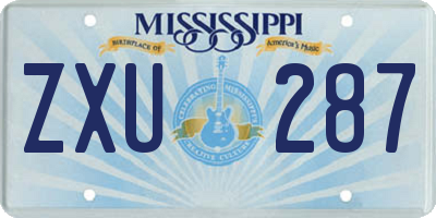 MS license plate ZXU287