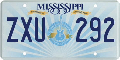 MS license plate ZXU292
